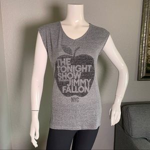 Jimmy Fallon NYC Burnout Apple Gray Tank Tee Top S